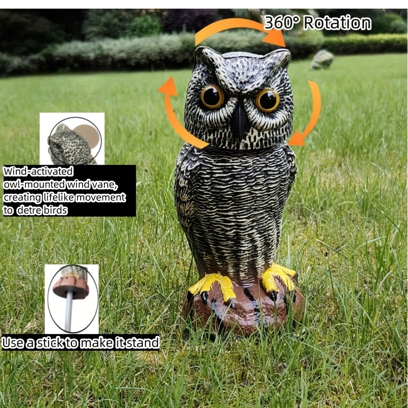 

360° Rotating Owl Statue - Bird Repellent & Garden Protector, Perfect For Outdoor Yard Decor Owl Decor Owl Garden Decor