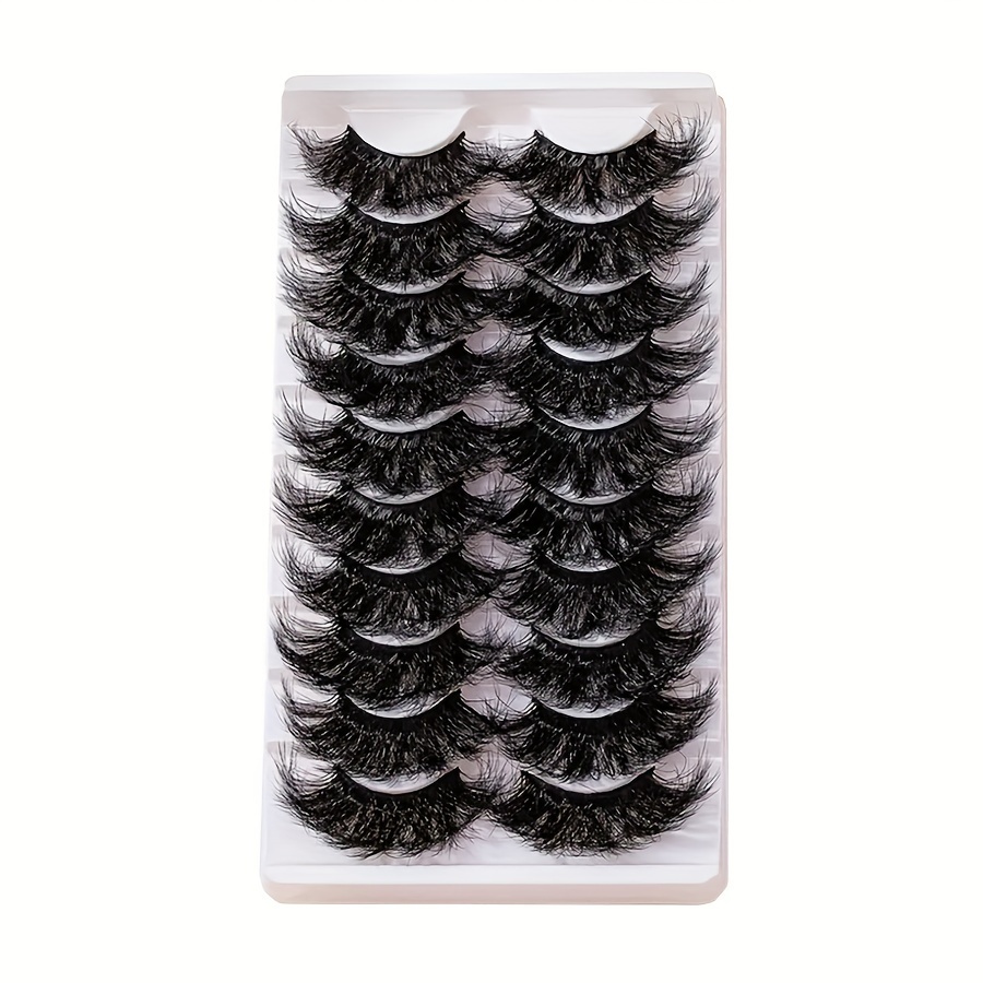 Image of 10 Pairs Of 25mm 0.98in Super Fluffy Eyelashes, Artificial Mink Thick Fluffy Eyelashes, Natural , 8d Dramatic Lash Extension, Huge Volume, Durable, Shiny Eyes Highlight The You