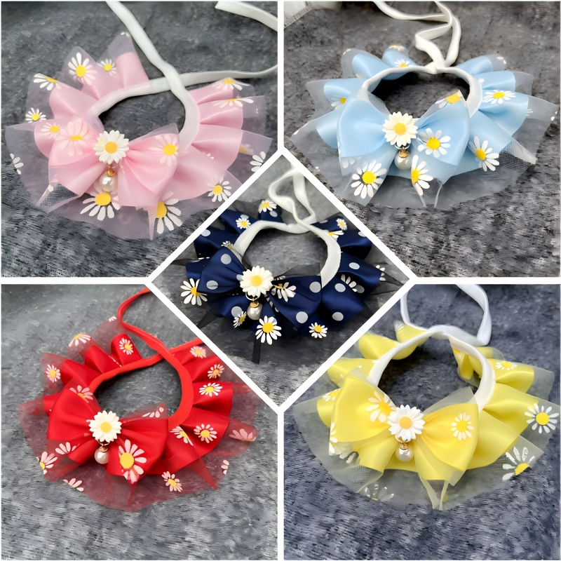 Mini-Hundehalsband Mit Blumenmotiv – Größe M, Dunkelblau, Weiches PU-Material, Verstellbar 29-38 Cm