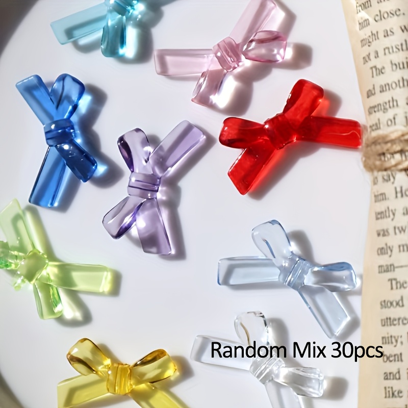 30pcs Transparent Acrylic Bow Tie Beads Bow Knot Charms For Jewelry Making Diy Handmade Necklace Bracelet Key Chain Phone Chain Accessories