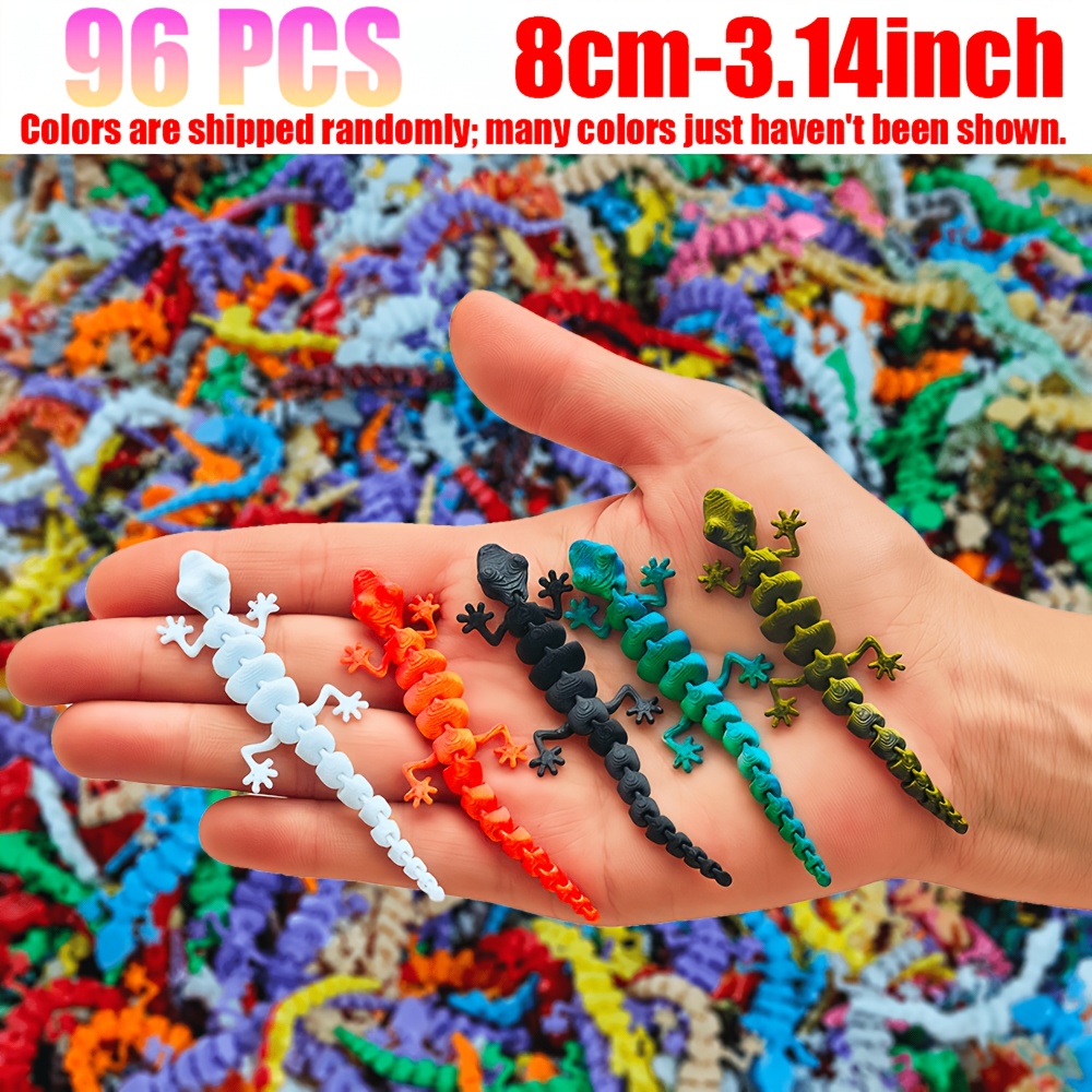 TEMU 96pcs, 48pcs, 24pcs, 8pcs, 3d Printed Toy Lizards, Small Geckos, 8cm/3.14inch, Random Colors , Suitable For Home Decoration, Christmas Gift For