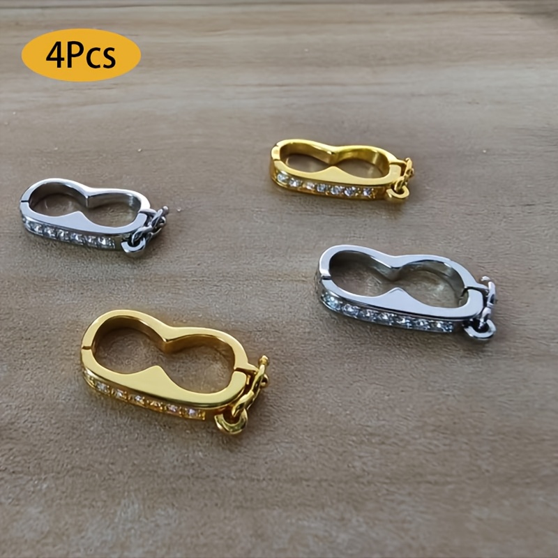 Image of 2pcs/4pcs Brass Peanut Twister Clasp Metal Bag Clasp With Rhinestone Decor For Purse Handbag Making Multi-strand Shortener Mini Enhancer Push Clasp With For Jewelry Supplies