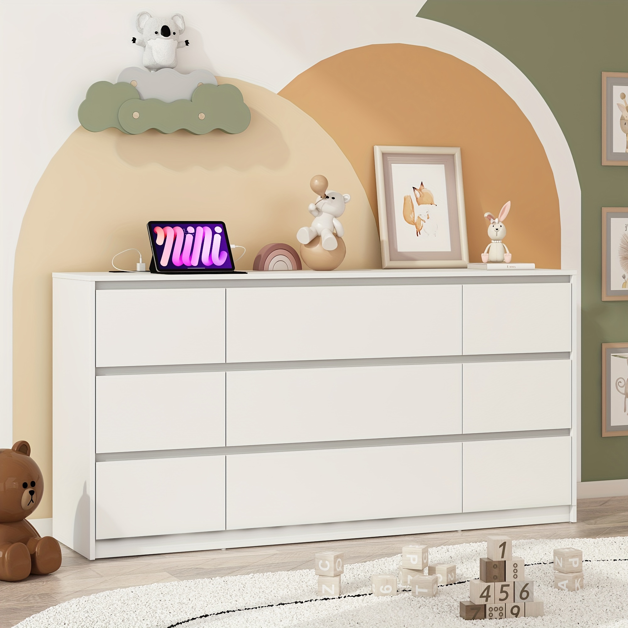 63 inch dresser bedroom modern 9 drawer dresser charging - Temu