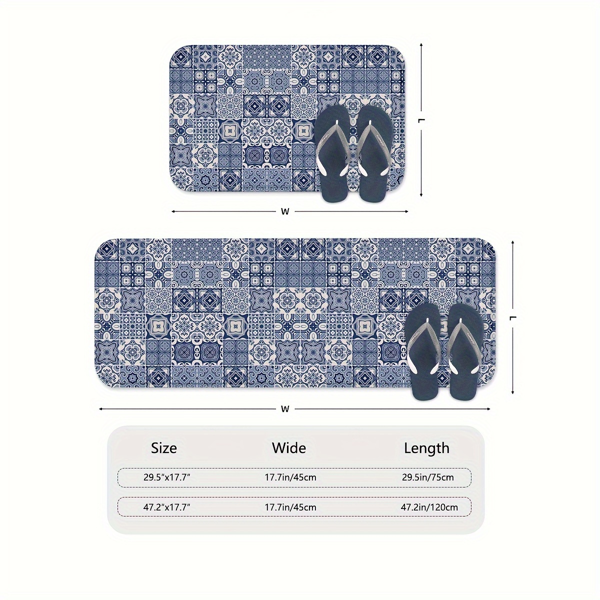 TEMU Bohemian 1.2cm 1pc/2pcs Bohemian Kitchen Mats, Non-slip And Durable Bathroom Pads, Comfortable Standing Runner Rugs, Carpets For Kitchen, Home,