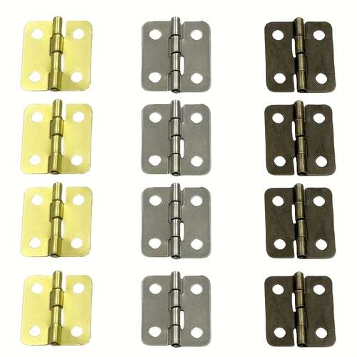 30pc Mini Gold Hinges With Screws – 18x15mm, For Wooden Boxes, Crafts, Dollhouses