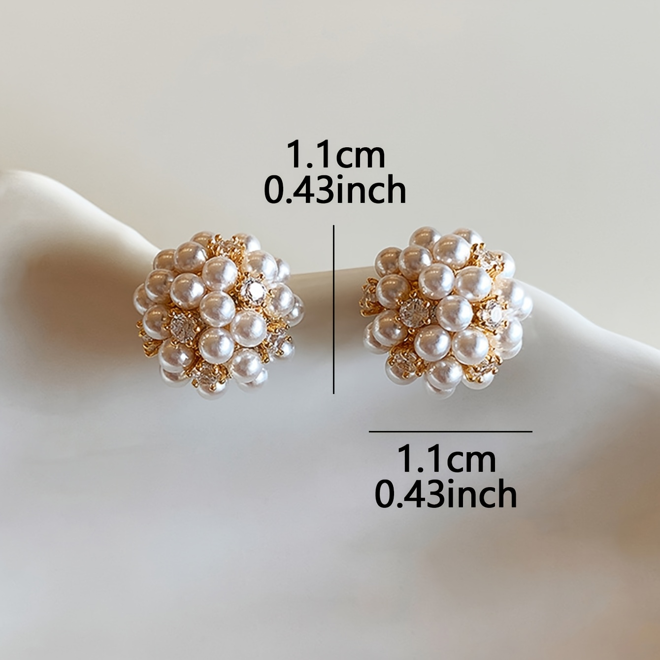 Women's Elegant Petite Cubic Zirconia Round Pearl Stud Earrings