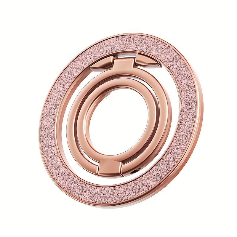 TEMU 2025 New Universal Mobile Phone Double-sided Magnetic Holder For Iphone Shimmering Metal Finger Ring Folding Phone Stand 360° Rotation Portable