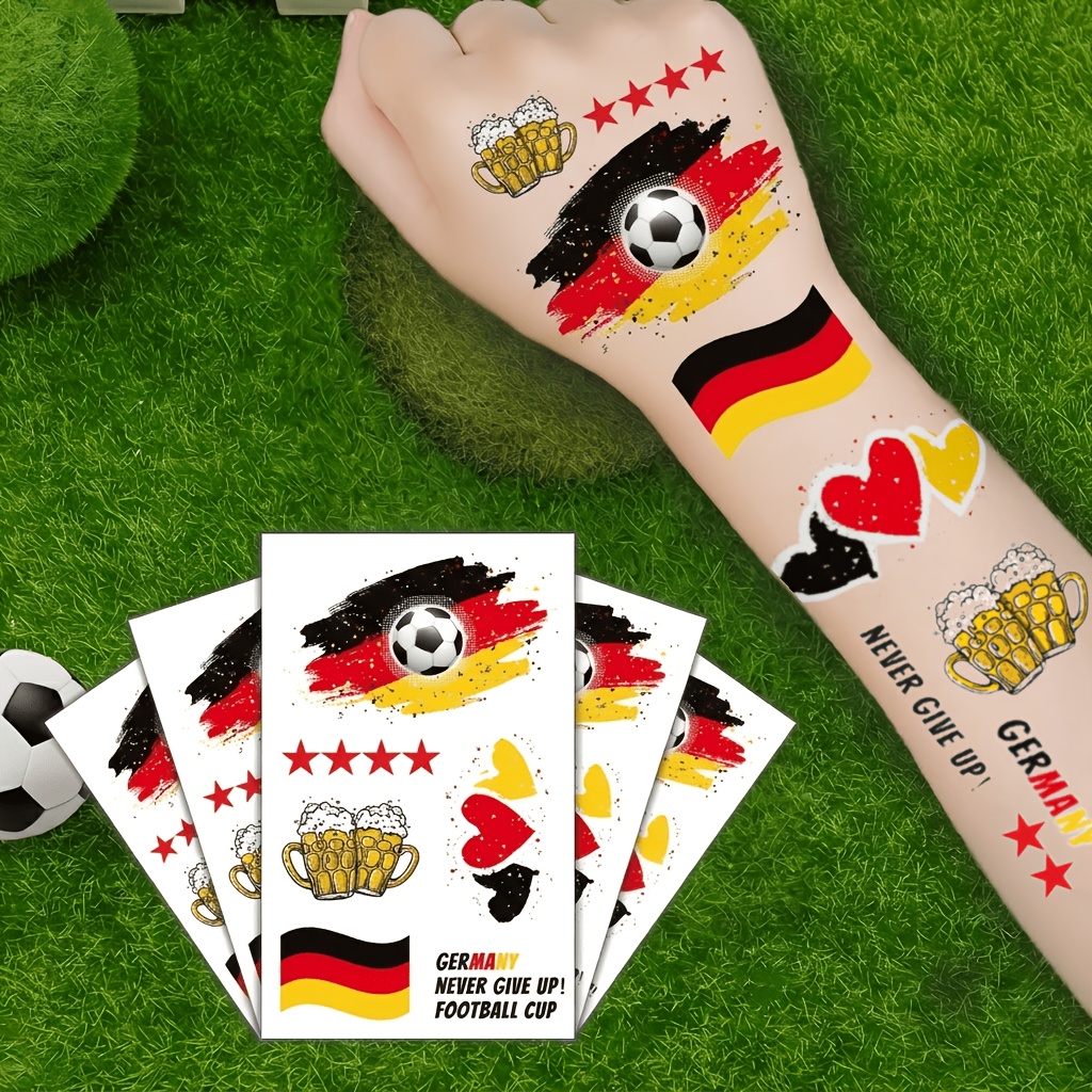 10pcs german flag football temporary tattoo stickers waterproof   stickers sports events   festivals and parties body decoration stickers suitable for face and  