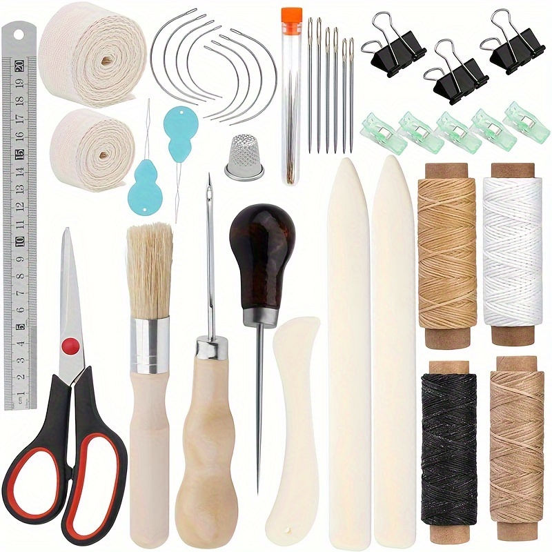 

Kit de démarrage pour la reliure : Outils essentiels pour le travail du papier - Plioir à os, rainureuse à papier, ruban de reliure, pinceau à colle, fil ciré, alêne, et plus encore