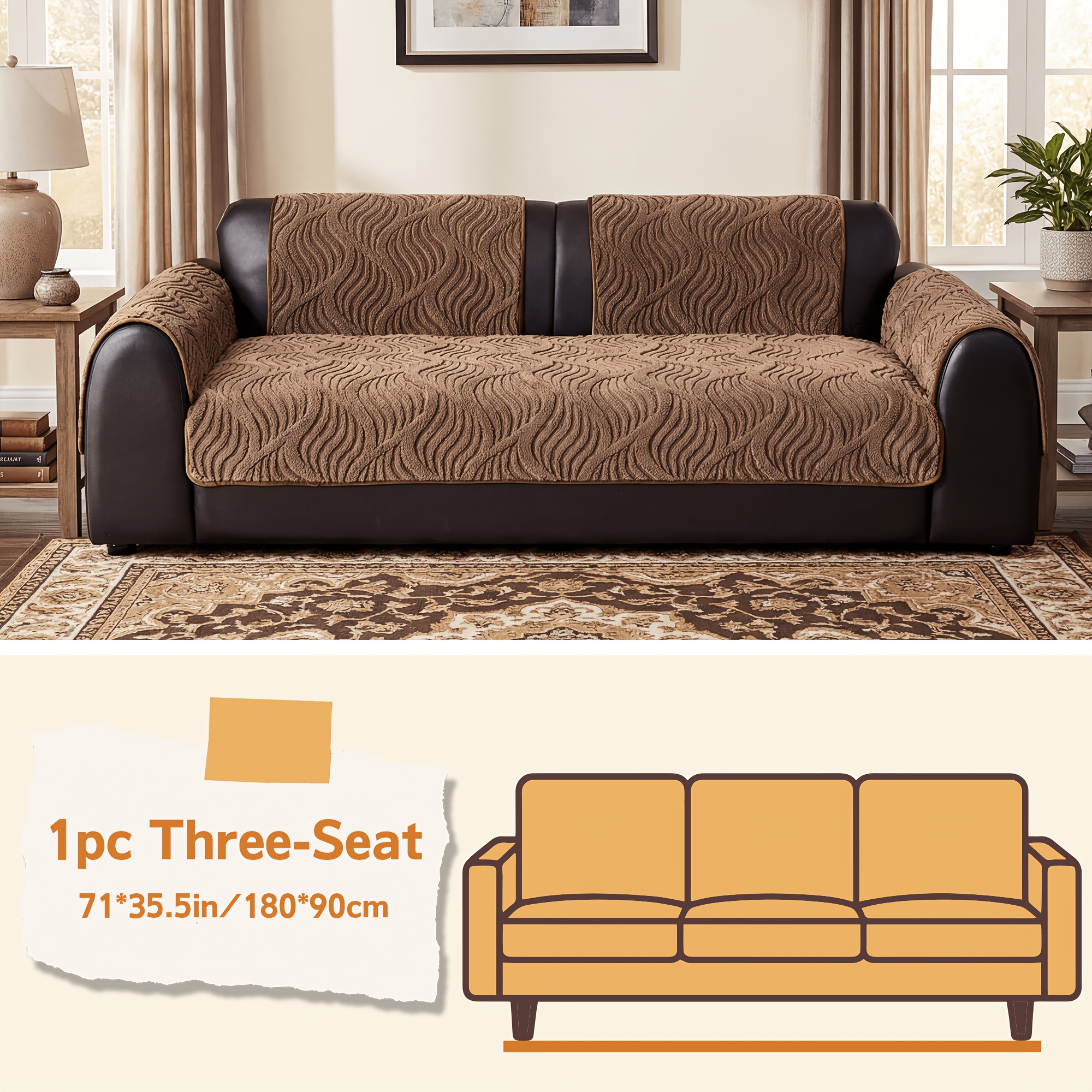 TEMU 1pc Microfiber Plush Sofa Slipcover - Decor, Non-slip And Pet Friendly, Machine Washable Luxury Cover For Living Room, Bedroom All Season Spring