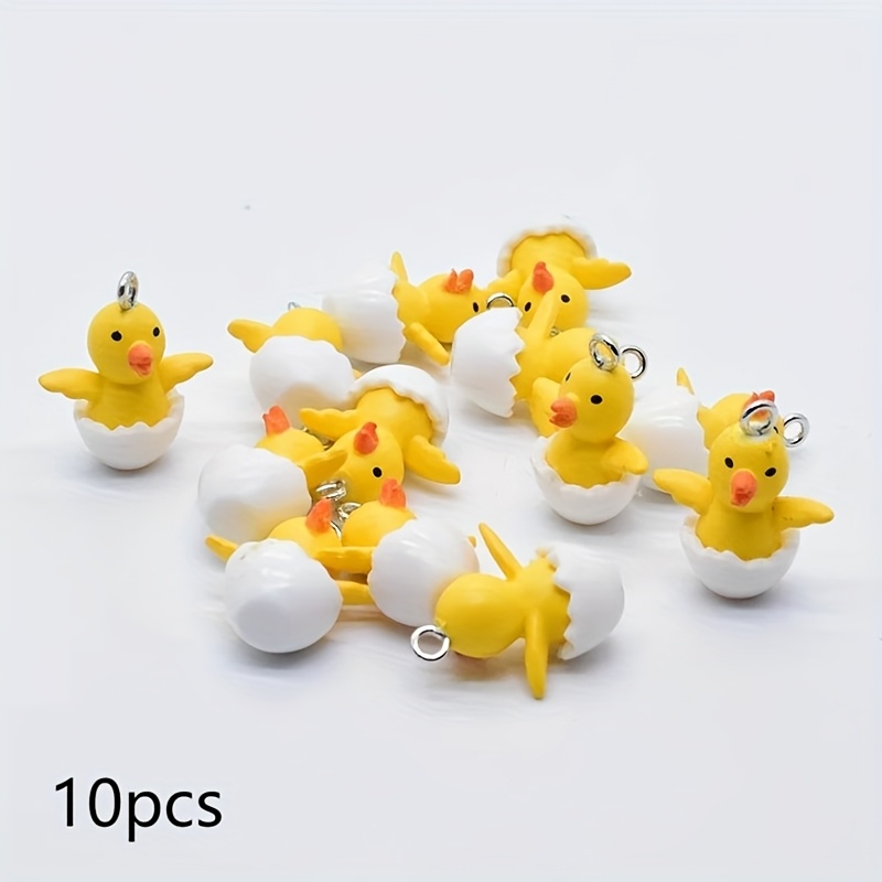 

10pcs 3d Resin Duck Egg Pendants, Design, Animal Keychain Charms For Making
