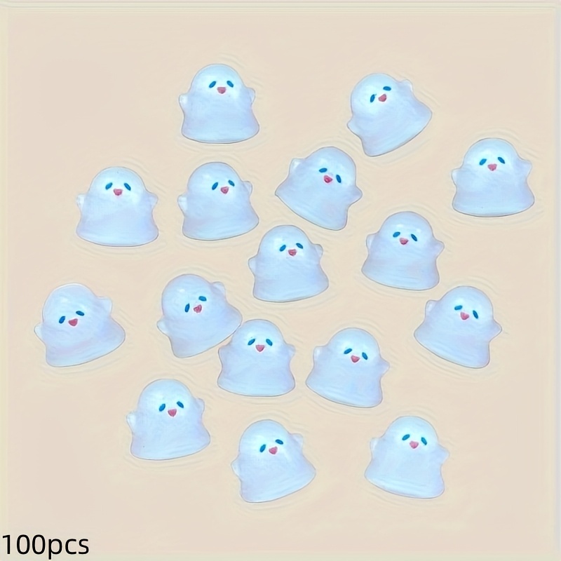 Image of 200pcs/100pcs Halloween Resin Cute Transparent White Flat-back Decorative Beads, Suitable For Jewelry Diy, Home Nail Art Accessories, Phone Case Decoration - Small Gifts For . Bead Assortments