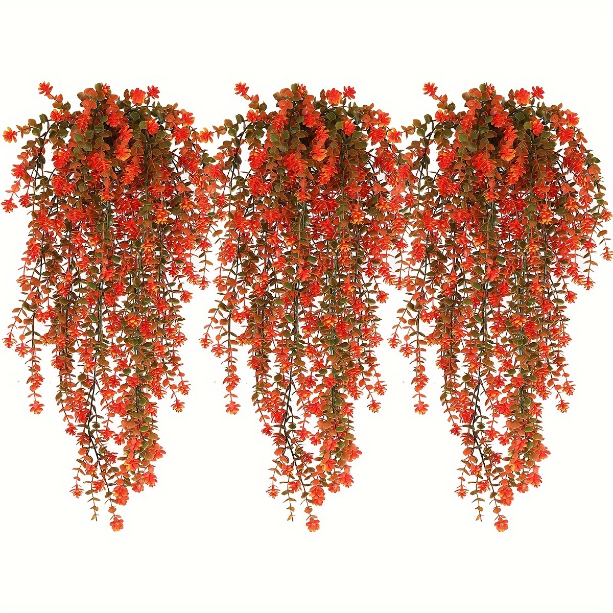 

3-piece Uv Resistant Artificial Hanging Plants - Vibrant Faux Fall Flowers For Indoor & Outdoor Decor, Perfect For Home, Garden, Parties & Thanksgiving