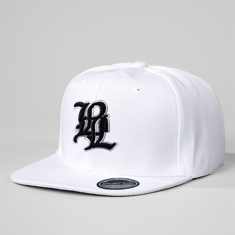 TEMU 1 Casquette de baseball unisexe à bord plat avec lettre gothique brodée, casquette de , respirante, réglable, mode d'été pour femmes, bord