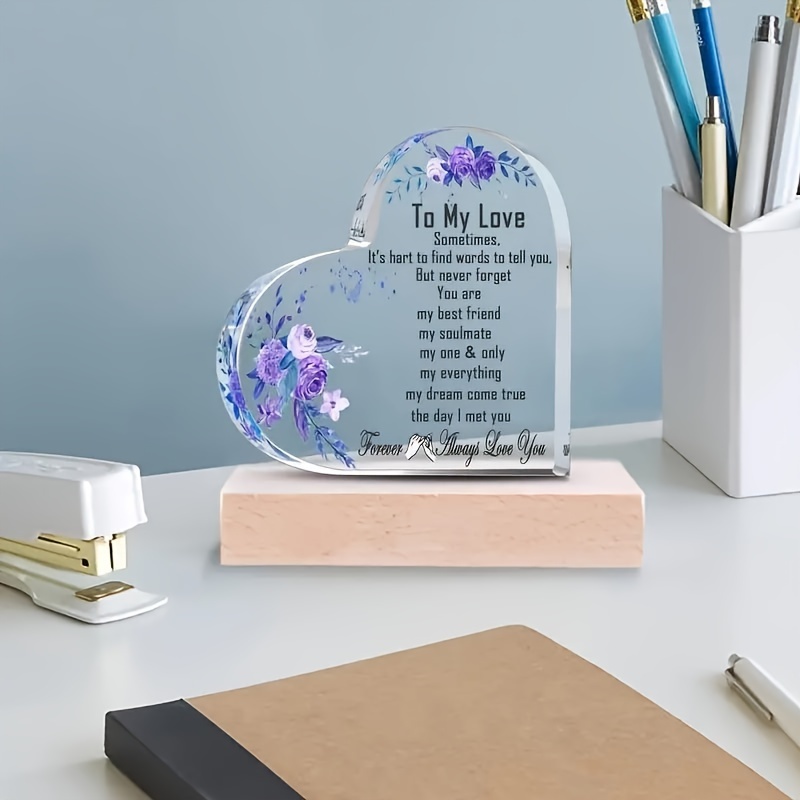 

1pc To My Love Heart Shaped Plaque, Home Office Desk Decoration, Romantic Souvenir Gift For Girlfriend Boyfriend Wife Husband, Perfect Valentines Day, Christmas & Birthday Gift