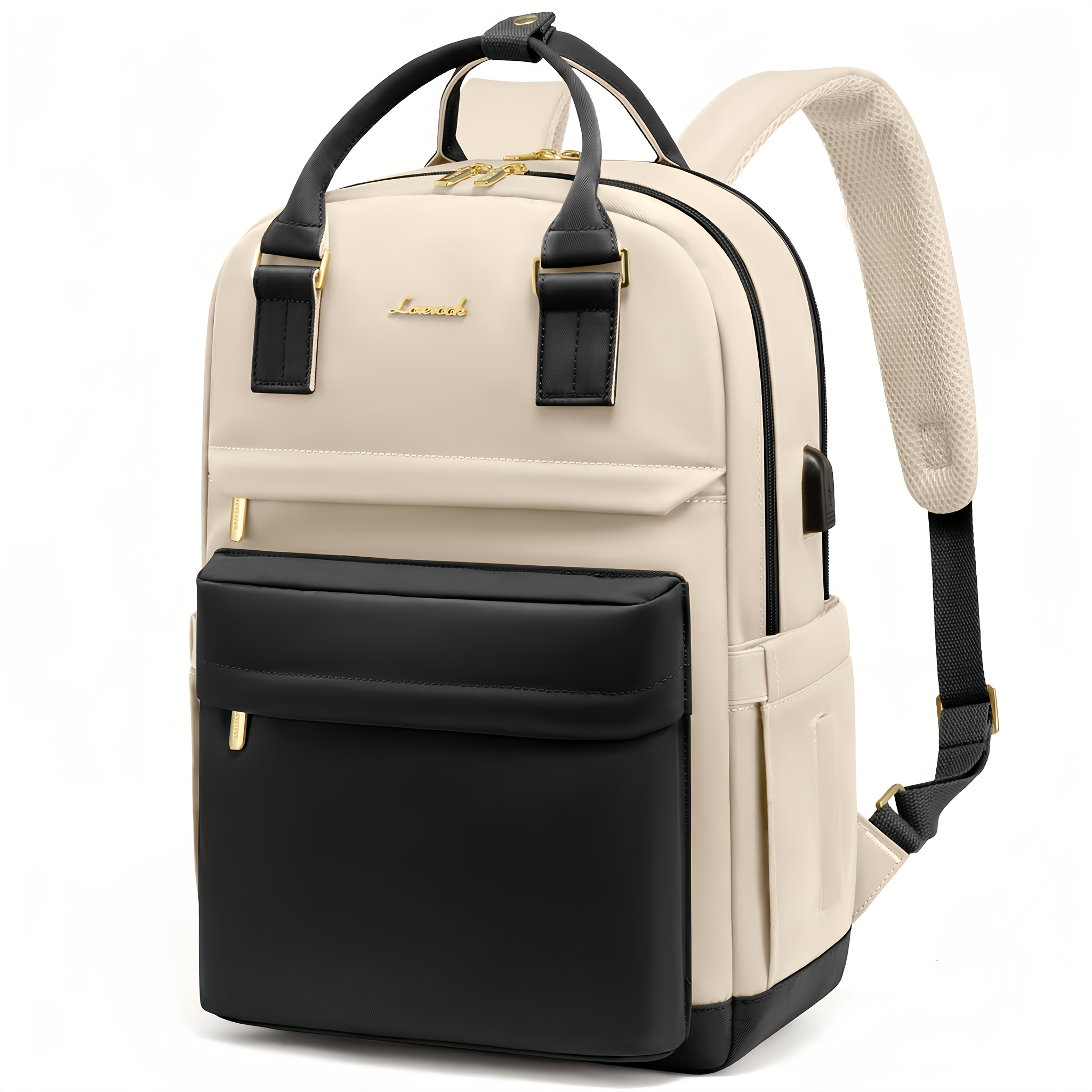 Lovevo0k Women's Laptop Backpack, 17-inch Student Bookbag, Travel Backpack, Suitable For Work, Business, College, And School Use, Khaki Beige