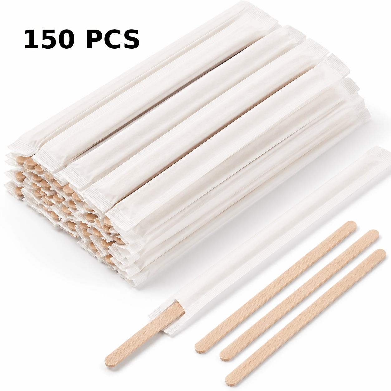 TEMU 60/150/300 bâtonnets à café en bois, 110 mm, bâtonnets en bois pour café, thé, , chocolat chaud, bar à café de bureau et station de boissons