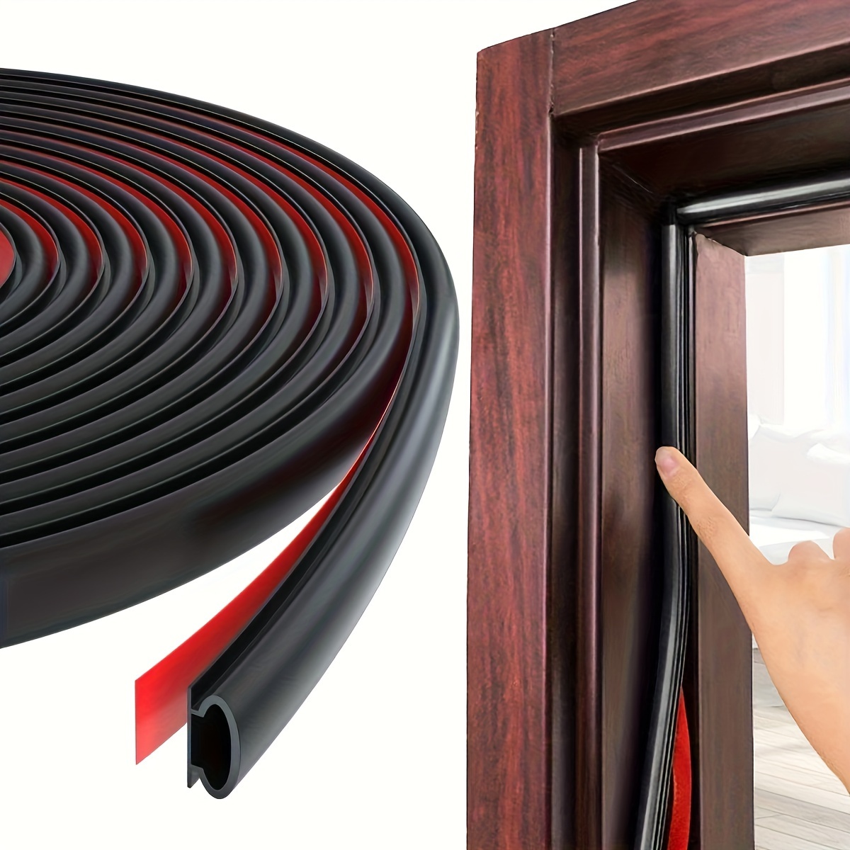 

Self-adhesive Plastic Draft Stopper Strip For Door Sealing - Black, Soundproof, Windproof, Insulation Silicone Collision Protection For Home Security Doors