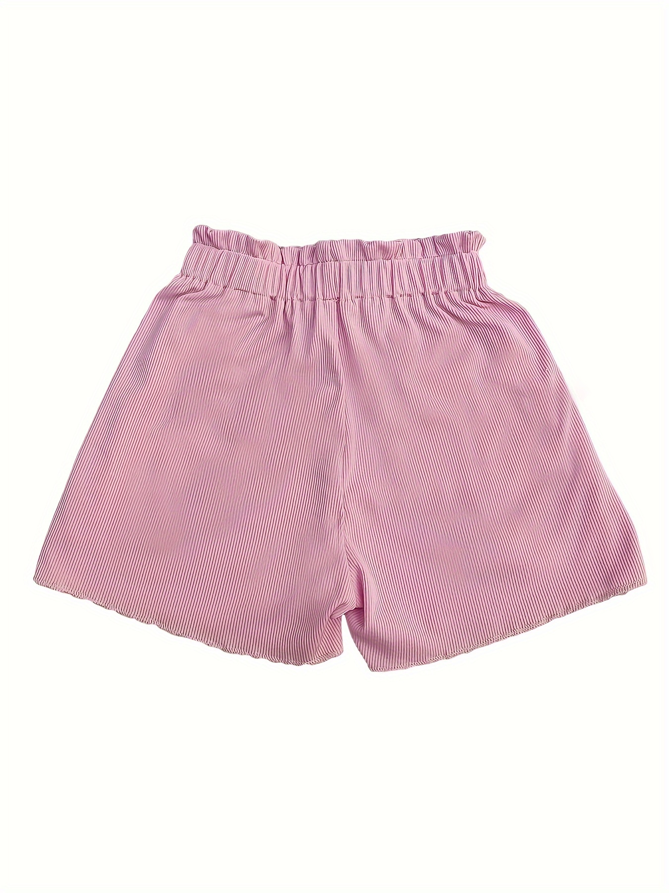 girls solid elastic waist shorts trendy shorts summer clothes gift party