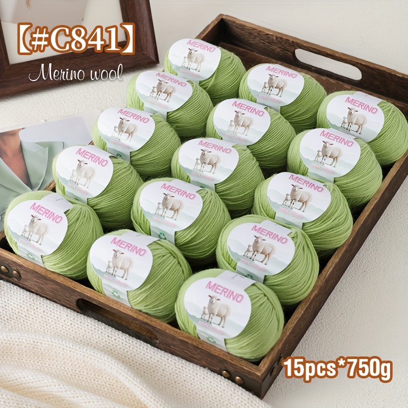 Prabangus 15 vnt. rinkinys 750G (26.4Oz) 100% Merino vidutinio pluošto vilnos siūlai