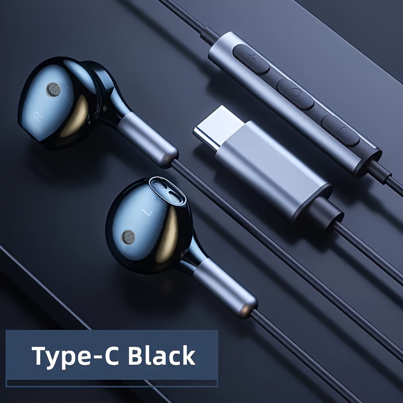TEMU Yuaovco Wired Earphones With Hd Microphone For Calls, Type-c Jack, In-ear Headphones, Gaming Earbuds, High-, Powerful , Low Latency, Effects,