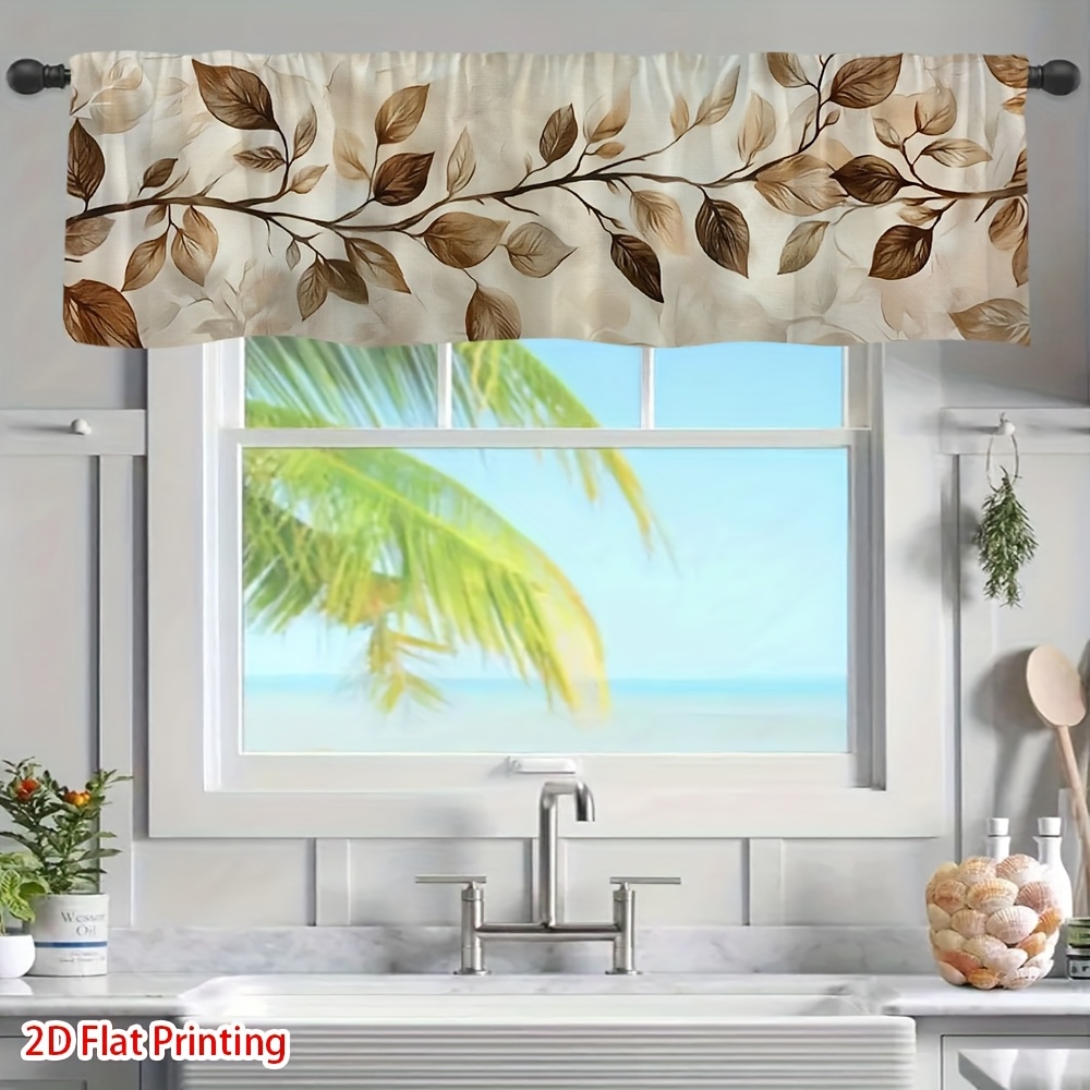 TEMU Rideau de valance d'art à feuilles 2D plat - Impression 2D plate 54X17.7In/137X45Cm avec poche pour tringle, facile à installer, parfait pour