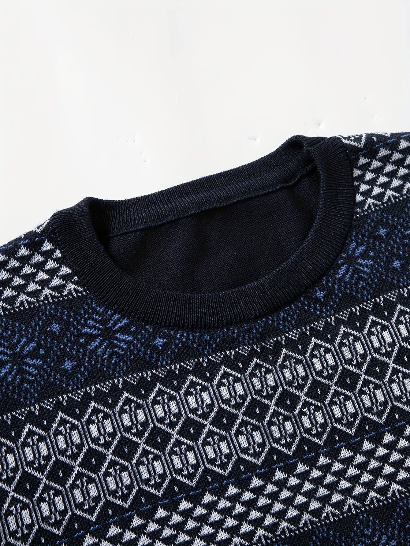 fair isle brei trui, casual ronde hals lange mouw, geometrisch  , polyester, reguliere pasvorm, reguliere lengte, lange mouwen, herfst/winter seizoen, pullover  , gebreid   3