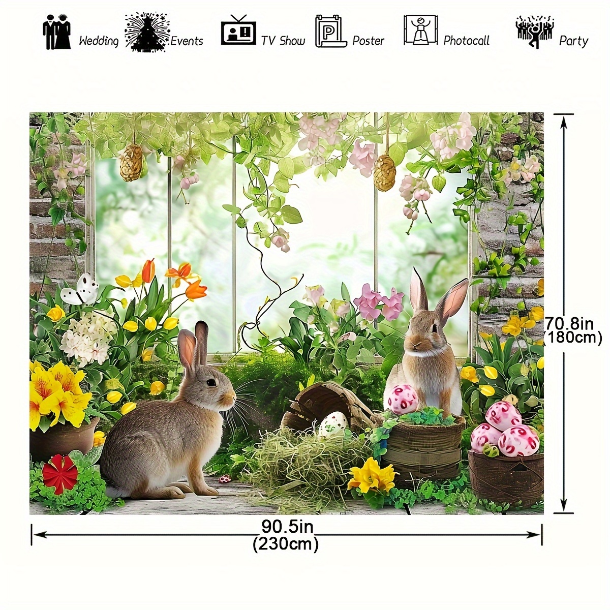 1pc spring easter backdrop rabbit eggs flower easter party decorations photography background newborn portrait photo