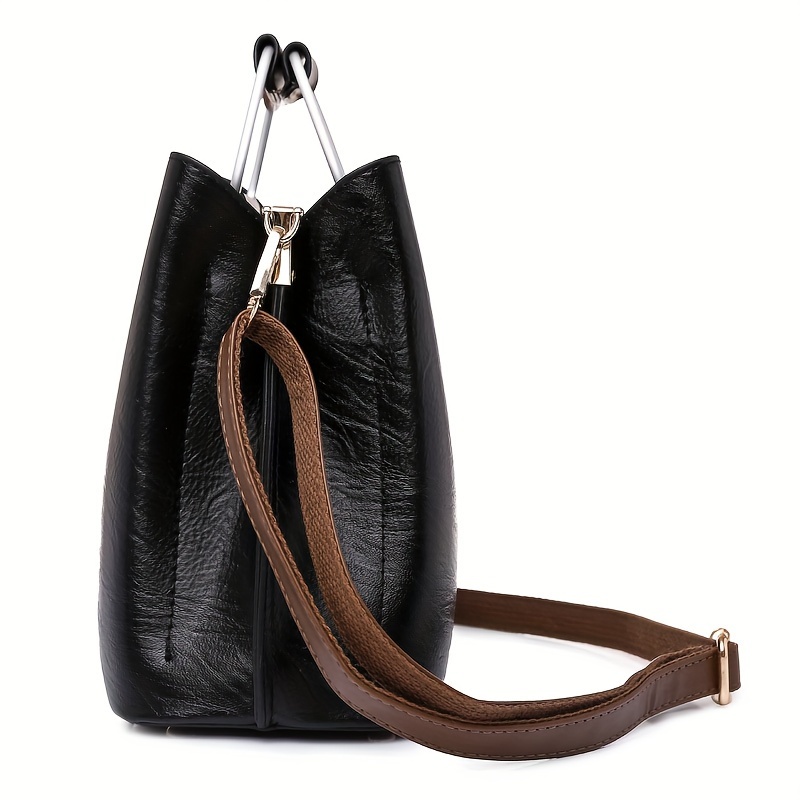 simple shoulder bag fashion solid color pu large capacity shoulder bag womens outdoor commuter crossbody bag details 10