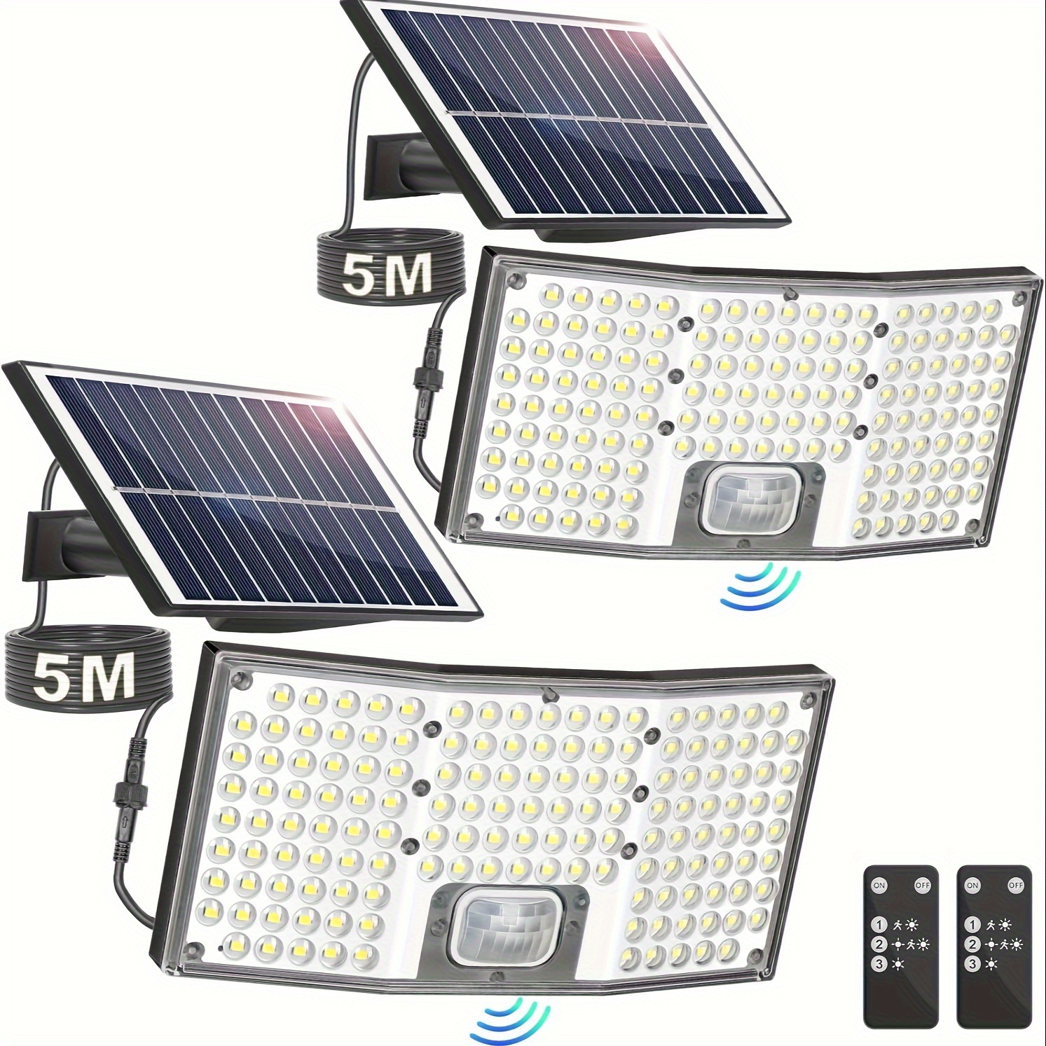 

2pc Solar Outdoor Lights Motion Sensor, 292 Led Solar Flood Lights With Remote, 4000lm Dusk To Dawn Solar Security Lights Separate Panel, 3 Modes/16.4ft Cable Solar Lighting For Outside Yard Garage