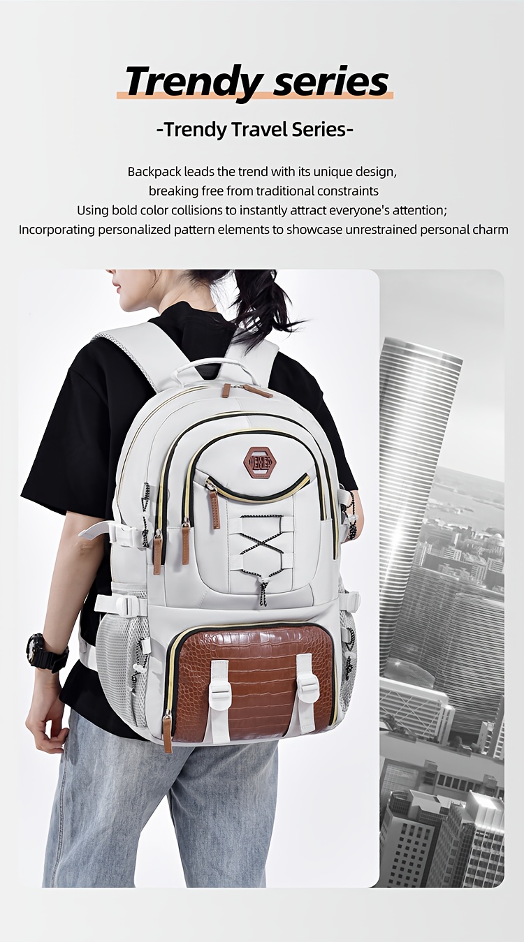 [Large Capacity Hiking Backpack] 10.57 Gallon Large Capacity Hiking Backpack with Shoe Compartment & Laptop Sleeve - Durable Multi-Compartment Travel Backpack with Padded Shoulder Straps, Padded Back Panel & High Quality Design - Blue/Grey/Tan for Camping, Business Travel, School - Ideal Gift for Outdoor Adventurers (36-40L)