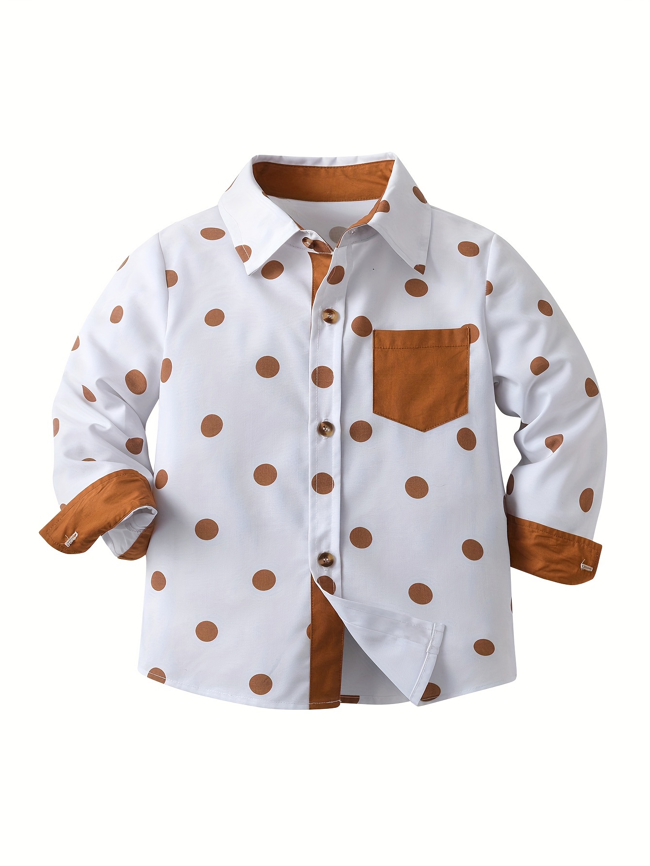 camisa vestir niños marrones bolsillo en - Temu Ecuador, image size:800x1066
