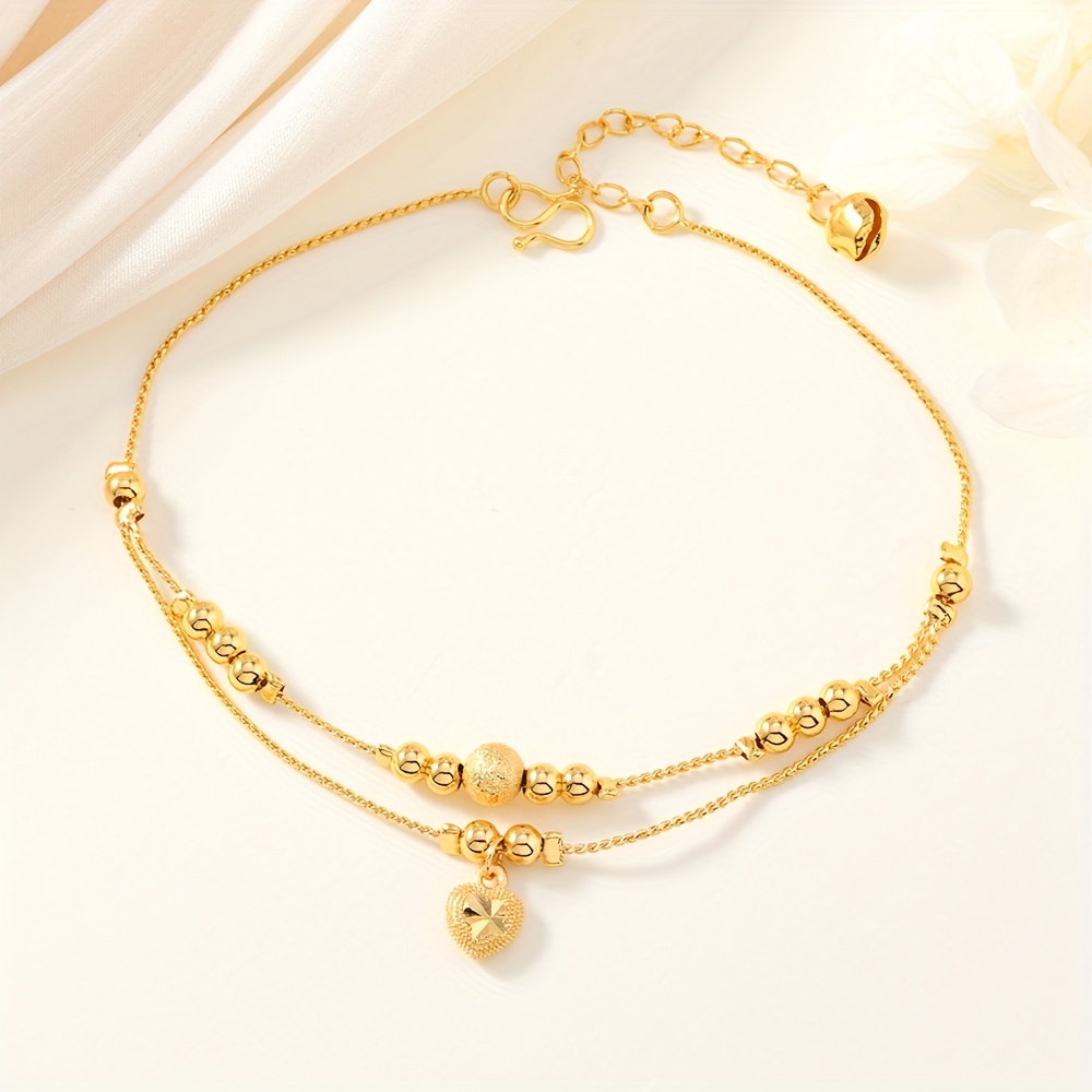 TEMU Bracelet de Cheville à Double avec Gland et Clochette - Bijou de Luxe pour Femme, Cadeau de Mariage