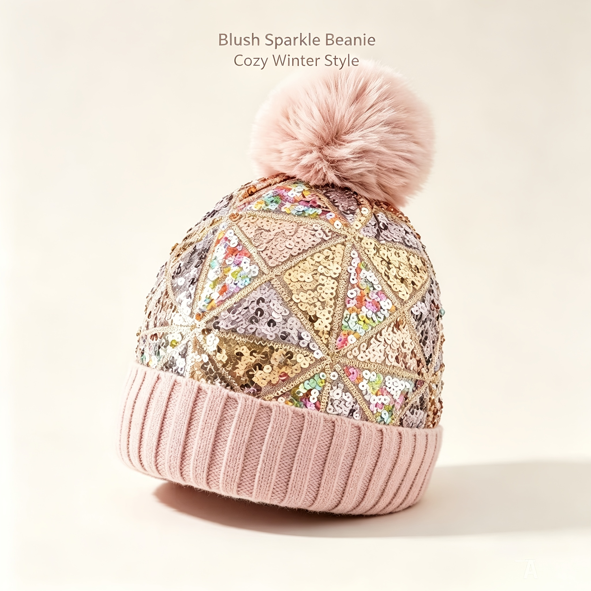 TEMU 1 pièce Chapeau boule à paillettes brillantes pour femme et homme, Bonnet d'hiver chaud à revers, Bonnet pull pour ambiance de fête festive,