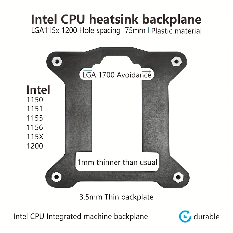 CPU Heat Sink Backplate for 1700/1800/115X Multi-Platform Cooling  Bracket, Anti-Drop Design, High-Torque Desktop Server Compatible, Desktop  - Main Image