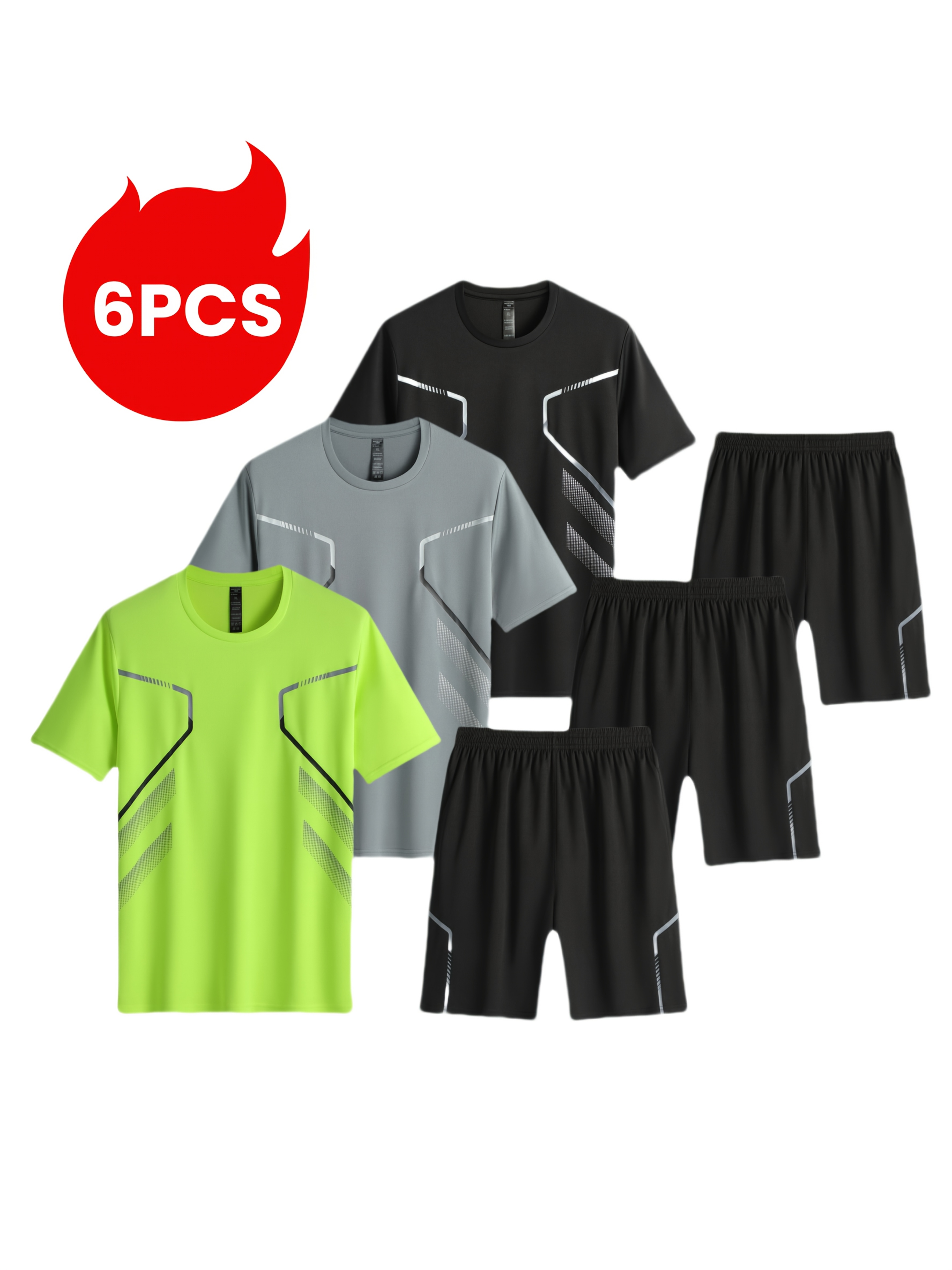 6pcs set 3 breathable sports t shirts with short sleeves 3 athletic shorts with pockets comfortable spring summer outfit for running gym outdoor leisure soccer