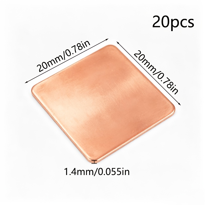 TEMU 20pcs, Copper Heat Sinks, Pure Copper Thermal Gaskets With Various Thicknesses Ranging From 0.4mm To 1.4mm Available, Copper Foil Sheets For