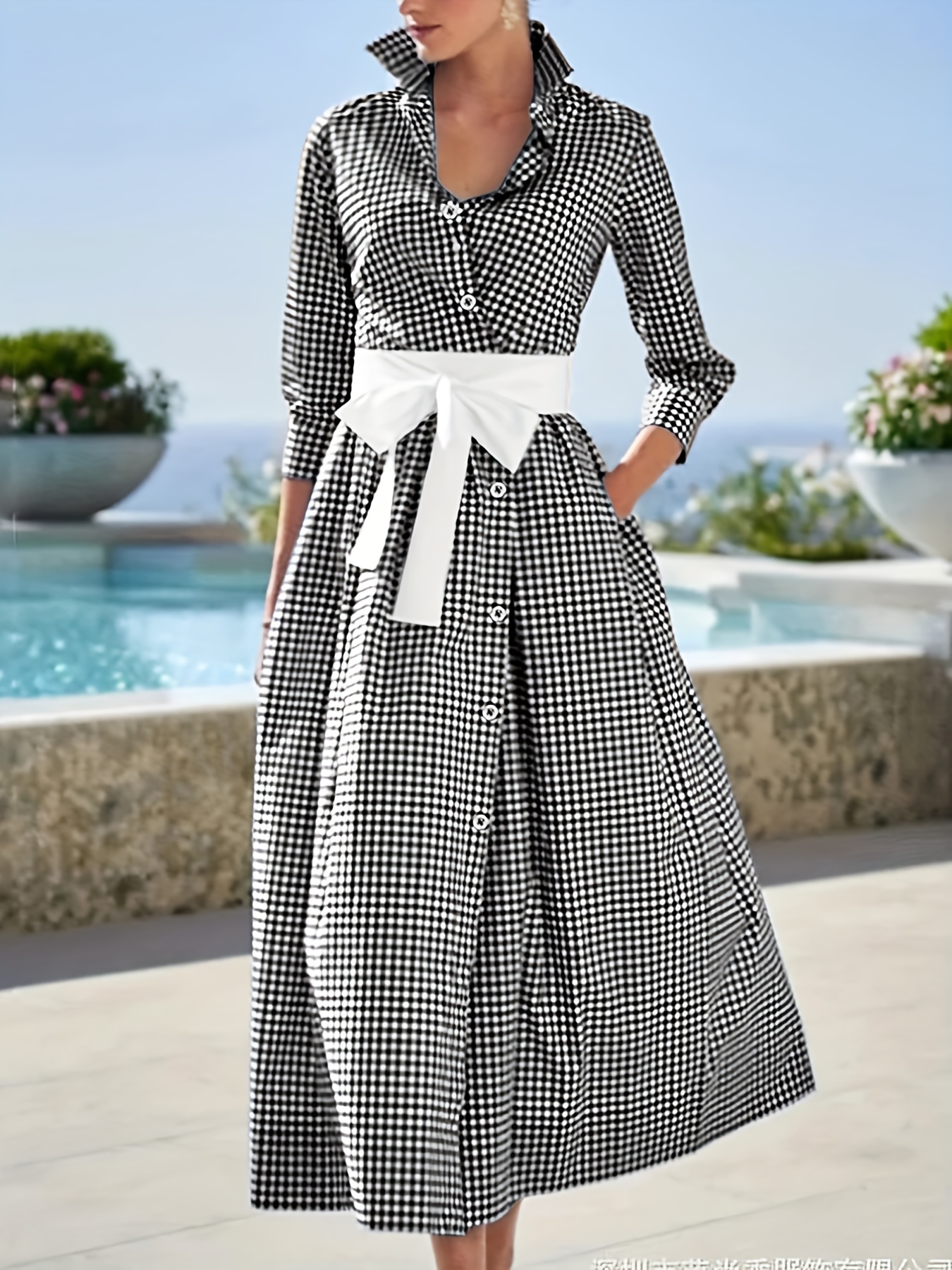 Her lip to Lady Checkered Belted Dress Lady Checkered Belted Midi