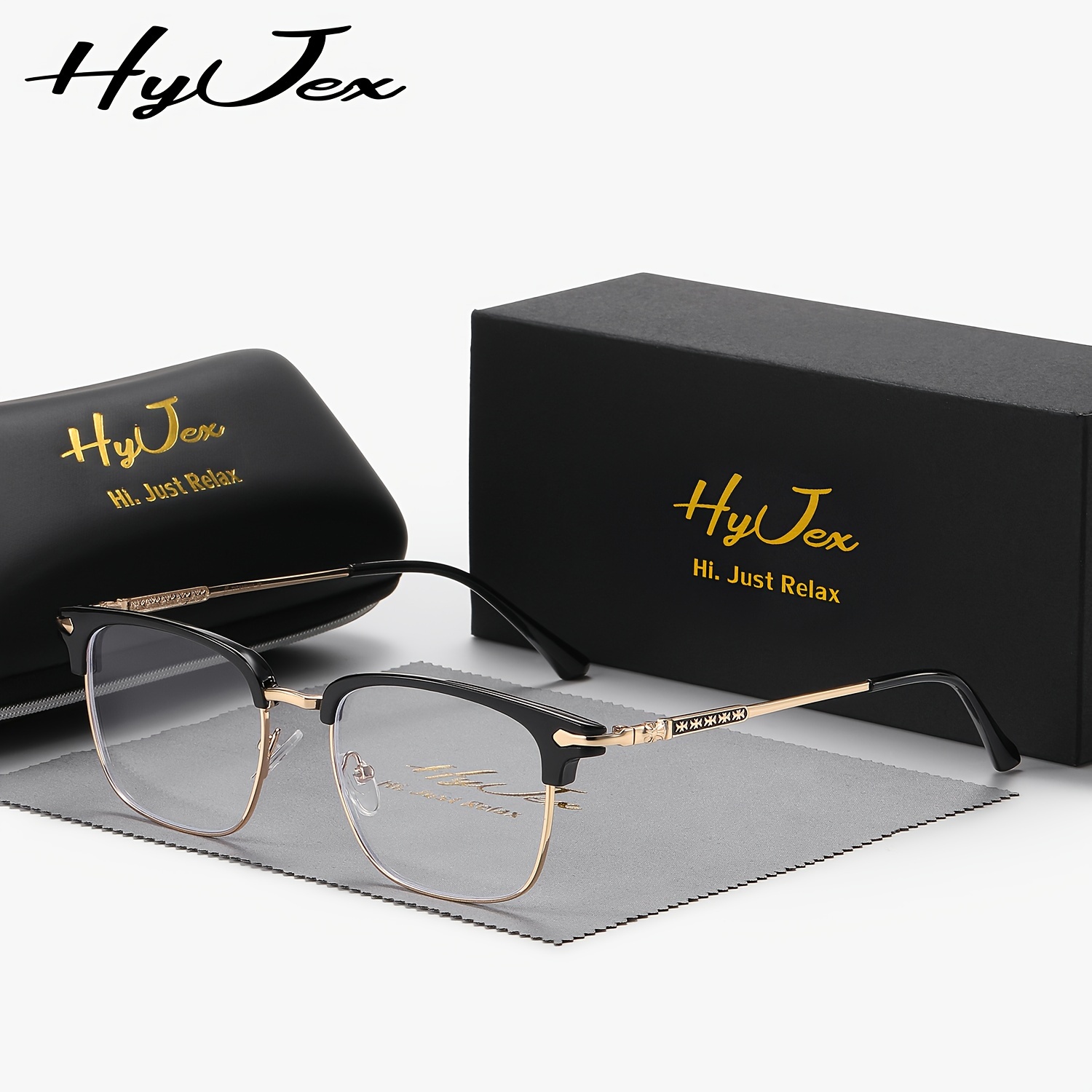 

Hyjex Unisex Semi-rimless Fashionable Eyebrow Style Business Glasses For Engineering Men, With A Large Frame That Is Cool And Trendy.