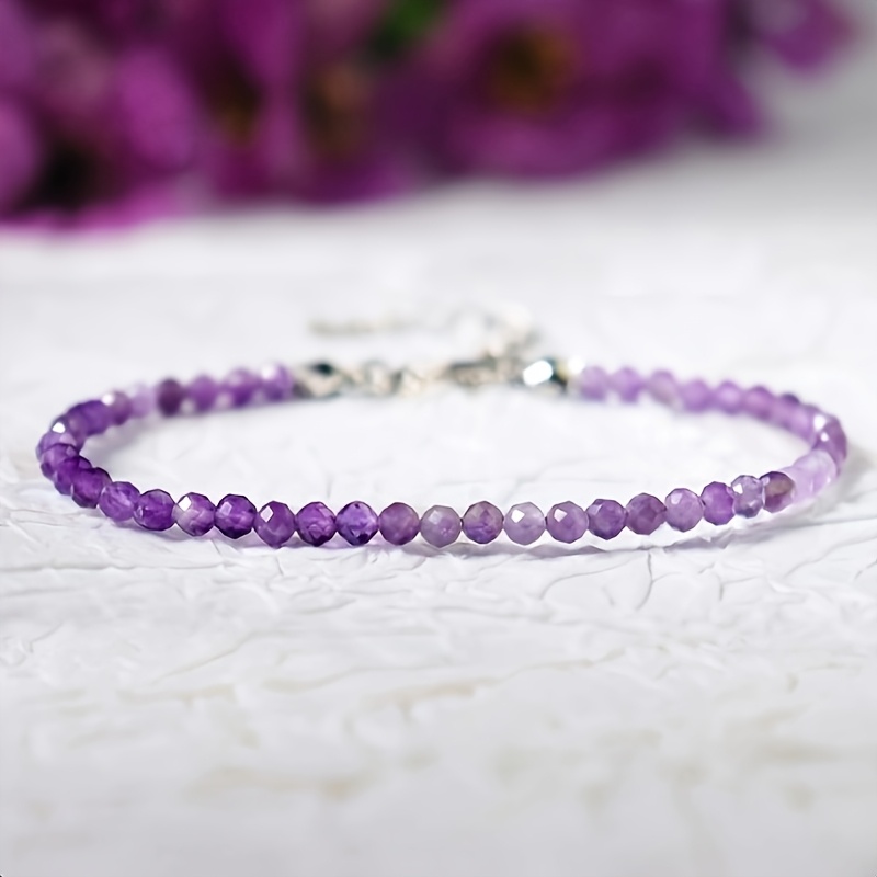 TEMU Pulsera de , pulsera de cuentas de piedra natural, pulsera de cuentas facetadas, pulsera ajustable a , regalo festivo, adecuada para uso diario,