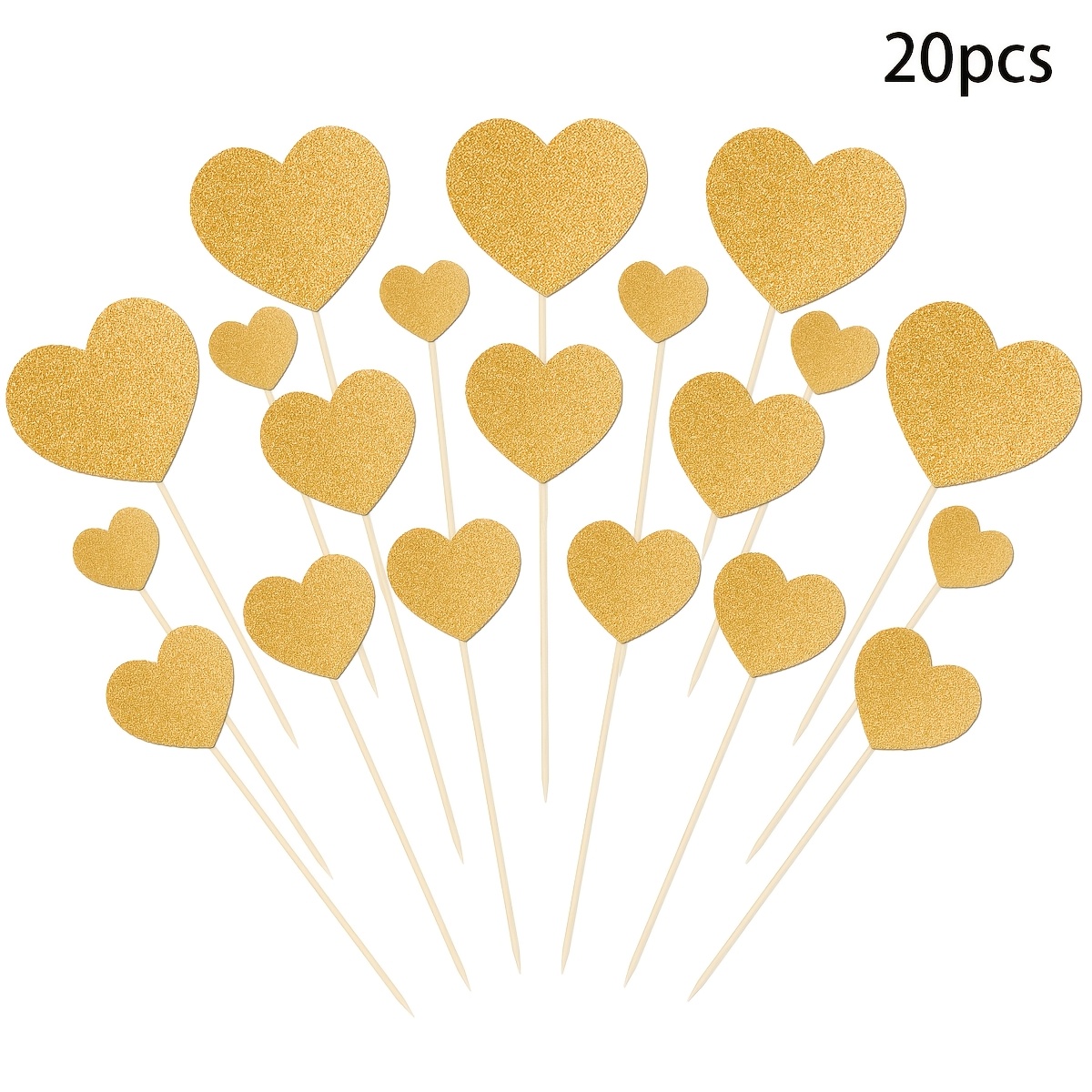 Image of 20pcs Heart Cupcake Toppers Heart Valentine's Day Cupcake Picks For Wedding Shower Birthday Party Valentine's Day Cake Decorations Supplies