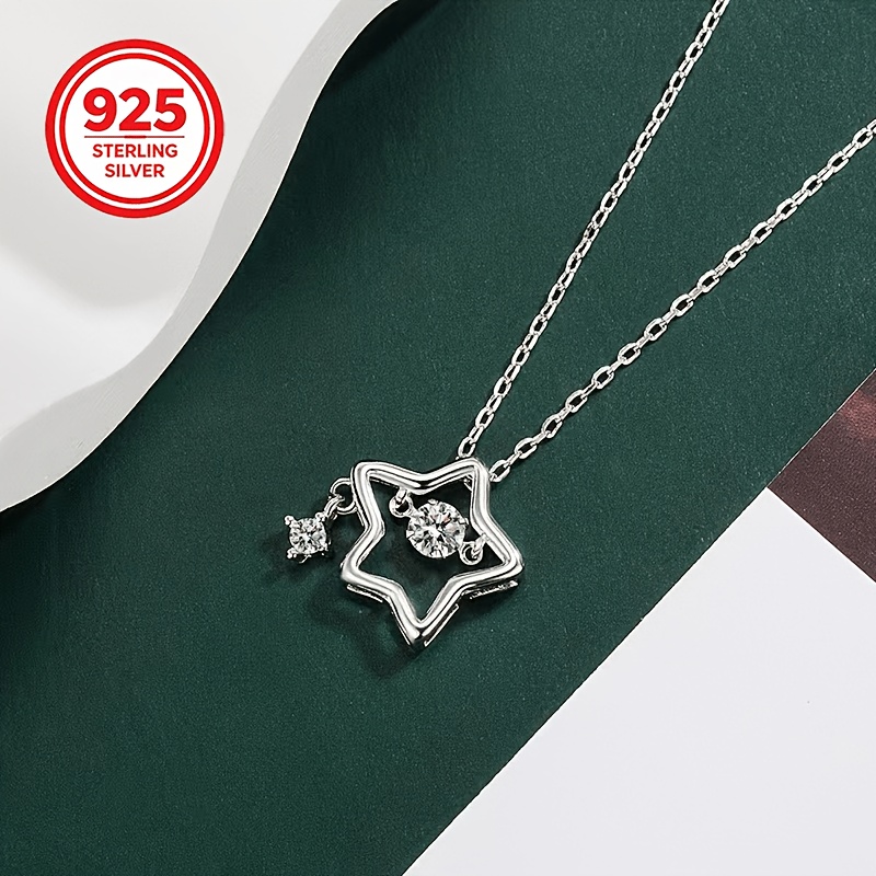Women's 925 Silver Lucky Star Pendant Necklace, Creative Design