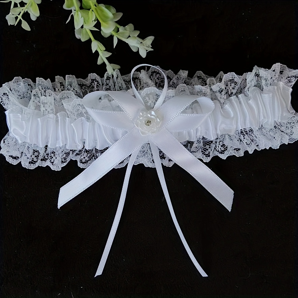 E-shop 1 Weiße Schleife Rose Braut Strapsel Hochzeit Zusätze Brautjungfer Beinring Bein Dekoration Hochzeit Spiel Requisiten Zusätze Geeignet für jede