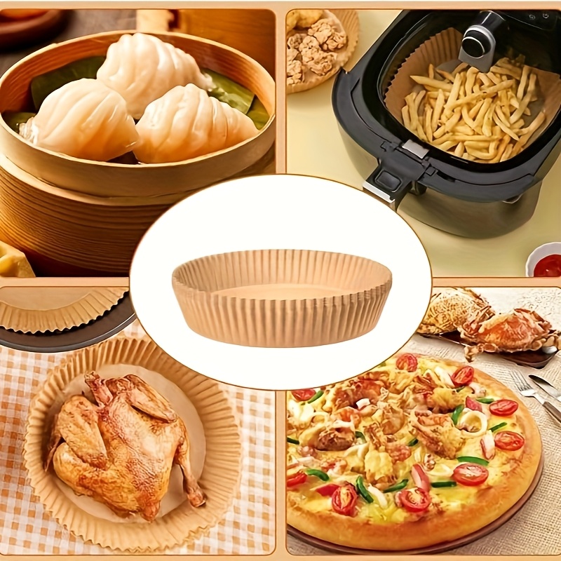 50 100pcs disposable paper lining for air fryer air fryer 6 3 7 inch lining for 2 8 qt non stick parchment for frying baking cooking baking and microwave ovens oil proof tray non stick silicone oil paper kitchen accessories Product details 5