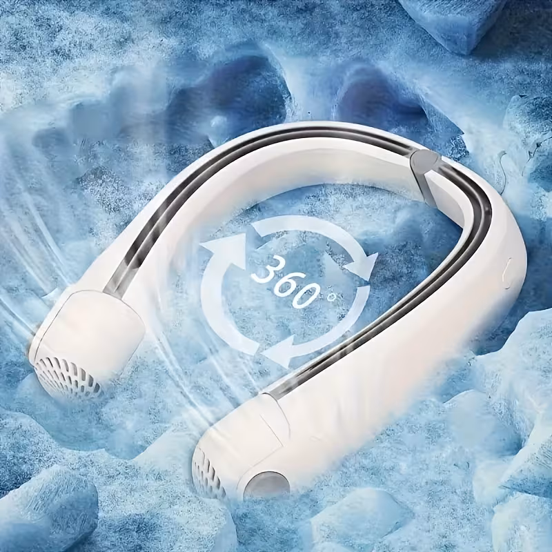 1 portable neck fan usb rechargeable with adjustable ar turbine system bladeless design for outdoor use 2400mah lithium battery battery usb mode 36v 8