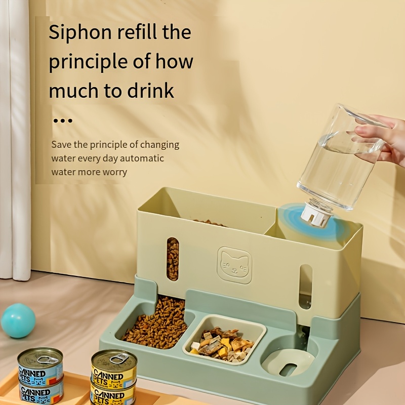 2-in-1 Futterspender Für Haustiere – Automatischer Wasser- & Futterbehälter, 0,85 L Wasser & 3 L Futter, Blau, Stromlos