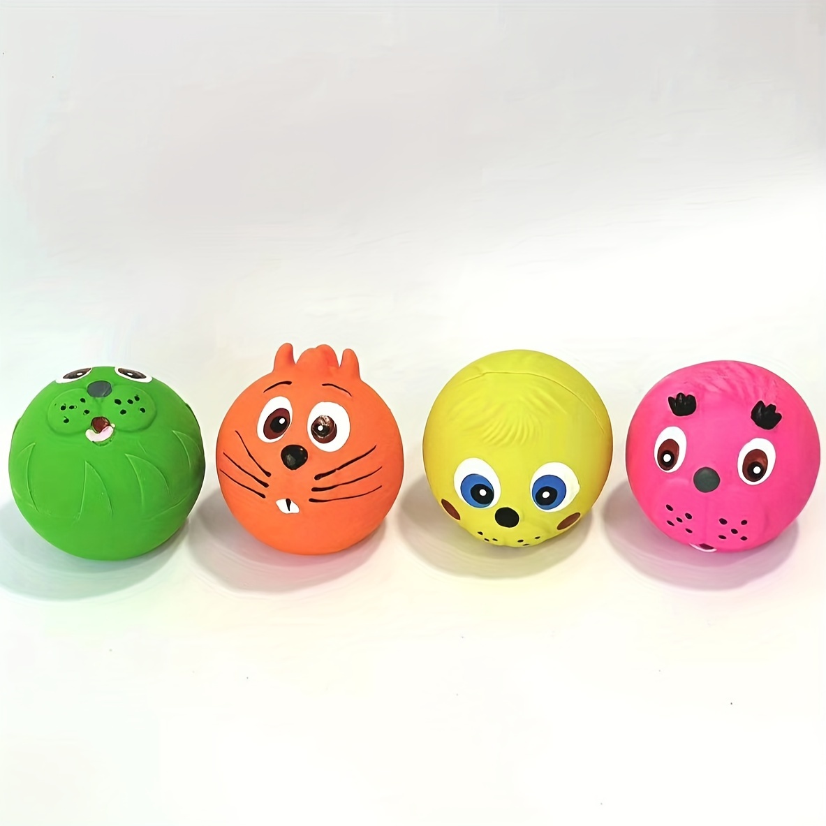 

Interactive Squeaky Dog Toy - Durable Natural Rubber Chew Ball For Small Breeds, Cartoon Design, Teeth Cleaning & Training Aid