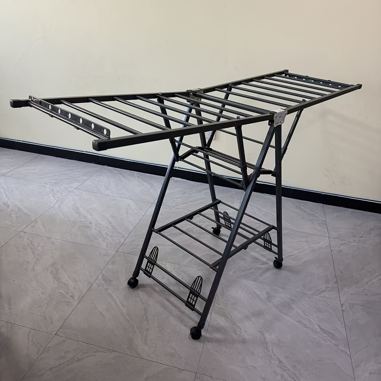 TEMU 2026 New Model, New Year And Valentine's Day Gift, 1pc Freestanding, Installation-free, Movable And Foldable Wing-spreader Drying Rack, Made Of