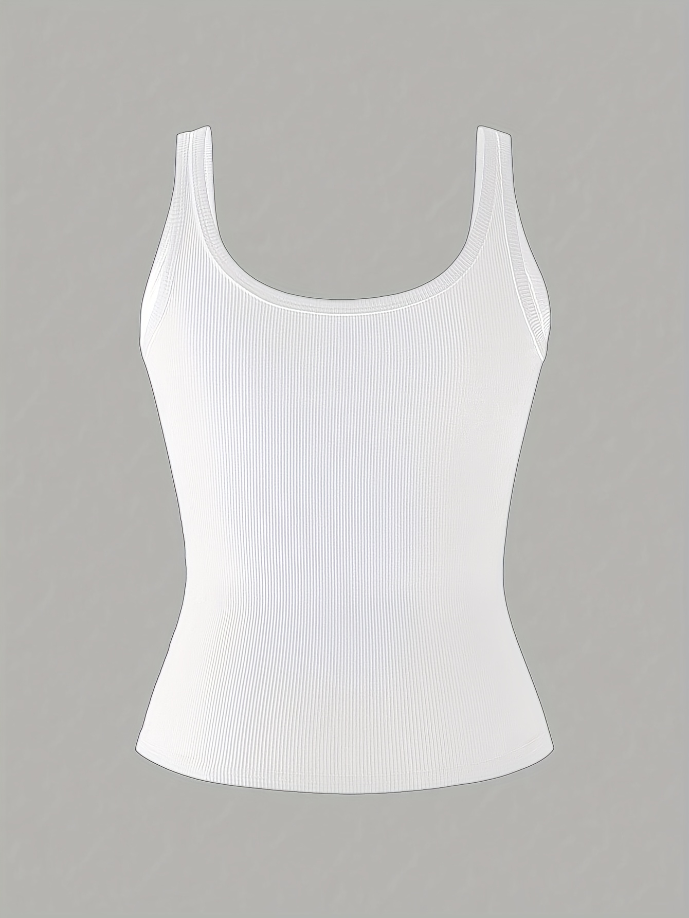 Women's Elegant U-Neck Cami Top - Black, Stretchy Polyester Blend, Sleeveless, Machine Washable, Form-Fitting, All-Season Wear, Casual Layering Piece | Formfitting Design | Plain Weave Top
