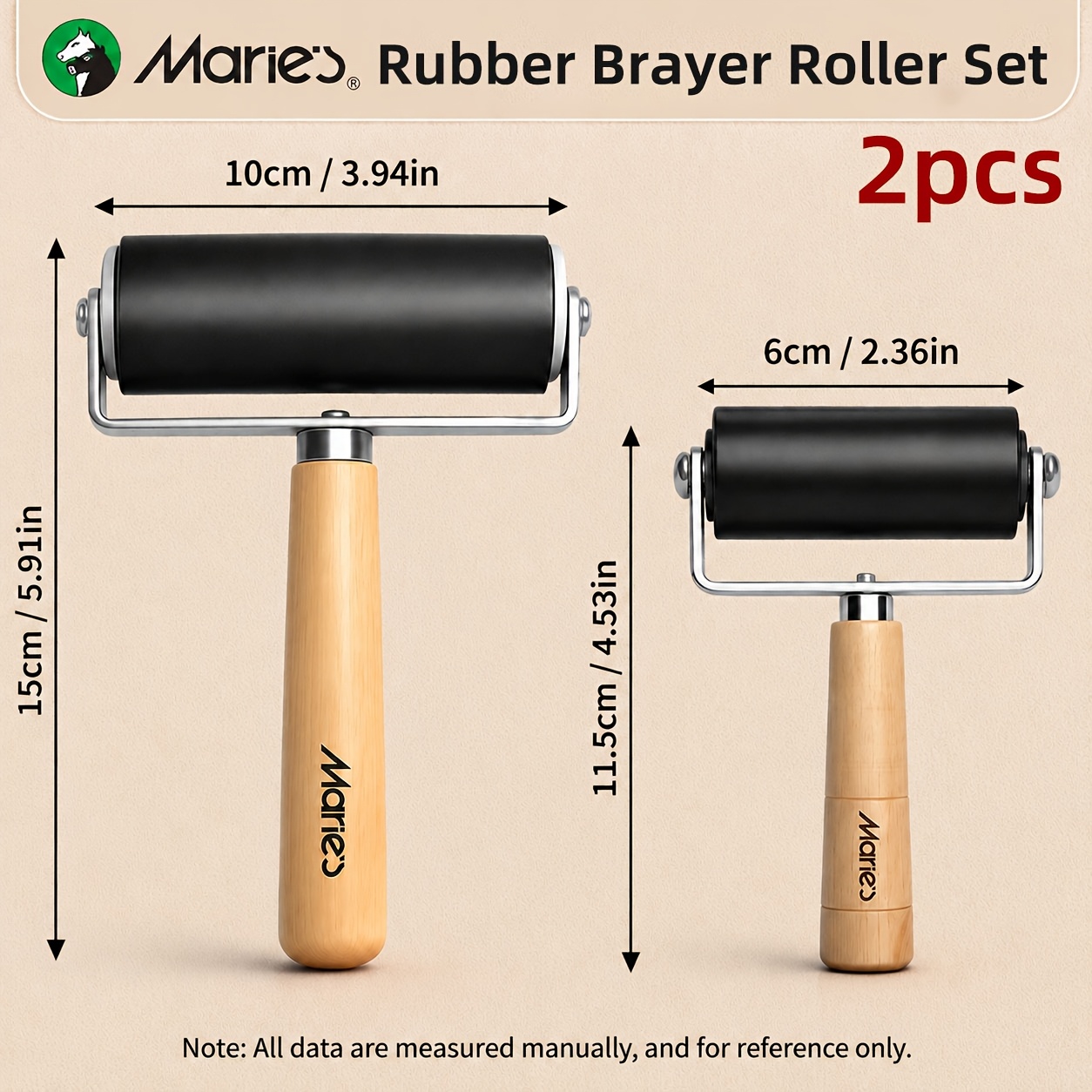 TEMU Marie's 2pcs Printmaking Roller Set, Premium Brayer Rollers For Crafts, Scrapbooking, Ink Application, Stamping And Wallpaper Smoothing, Back To